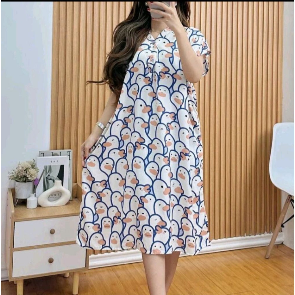 daster motif lengan pendek bahan adem - foto 1 dari 1