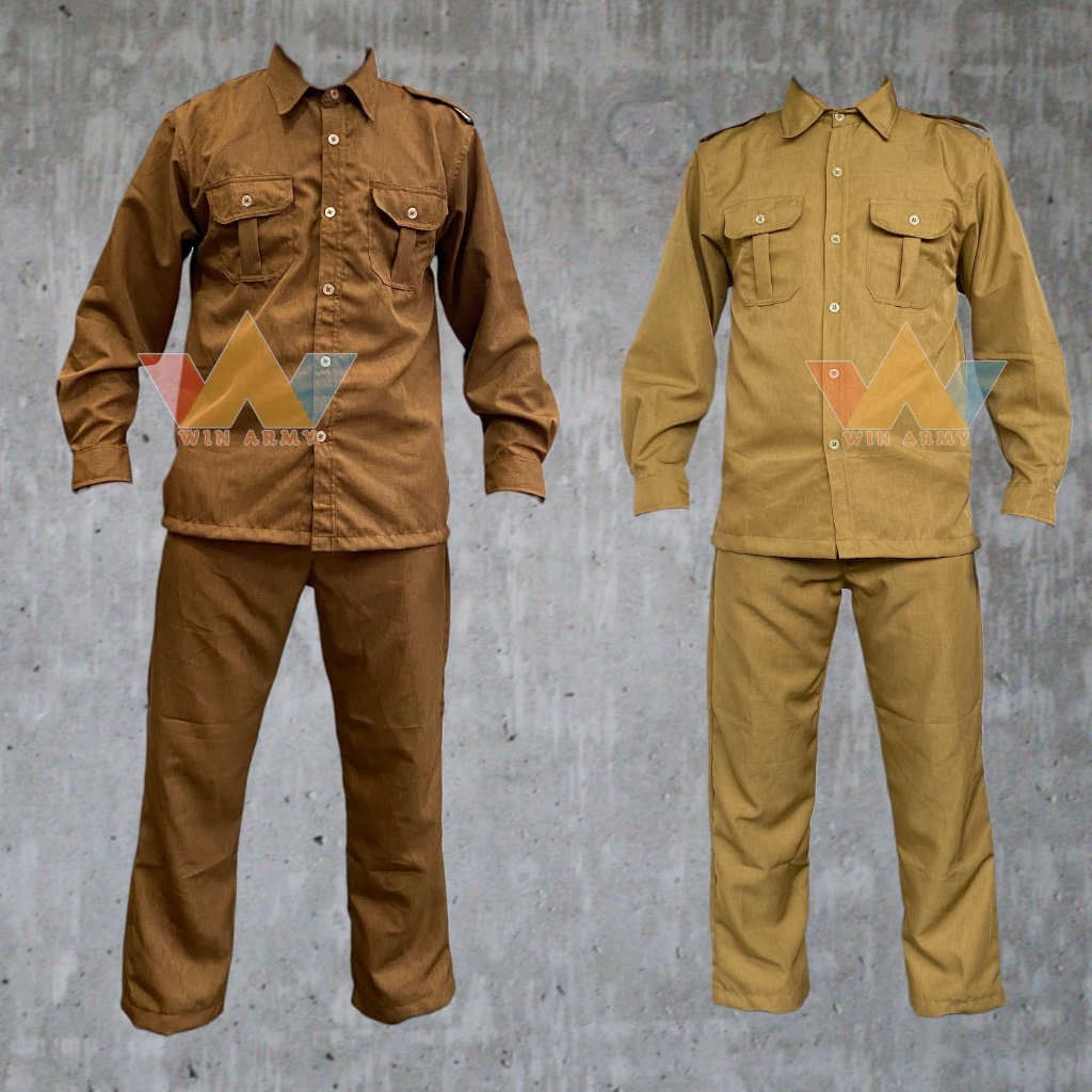 Seragam PNS Pria Khaki Tua Lengan Panjang Nyaman