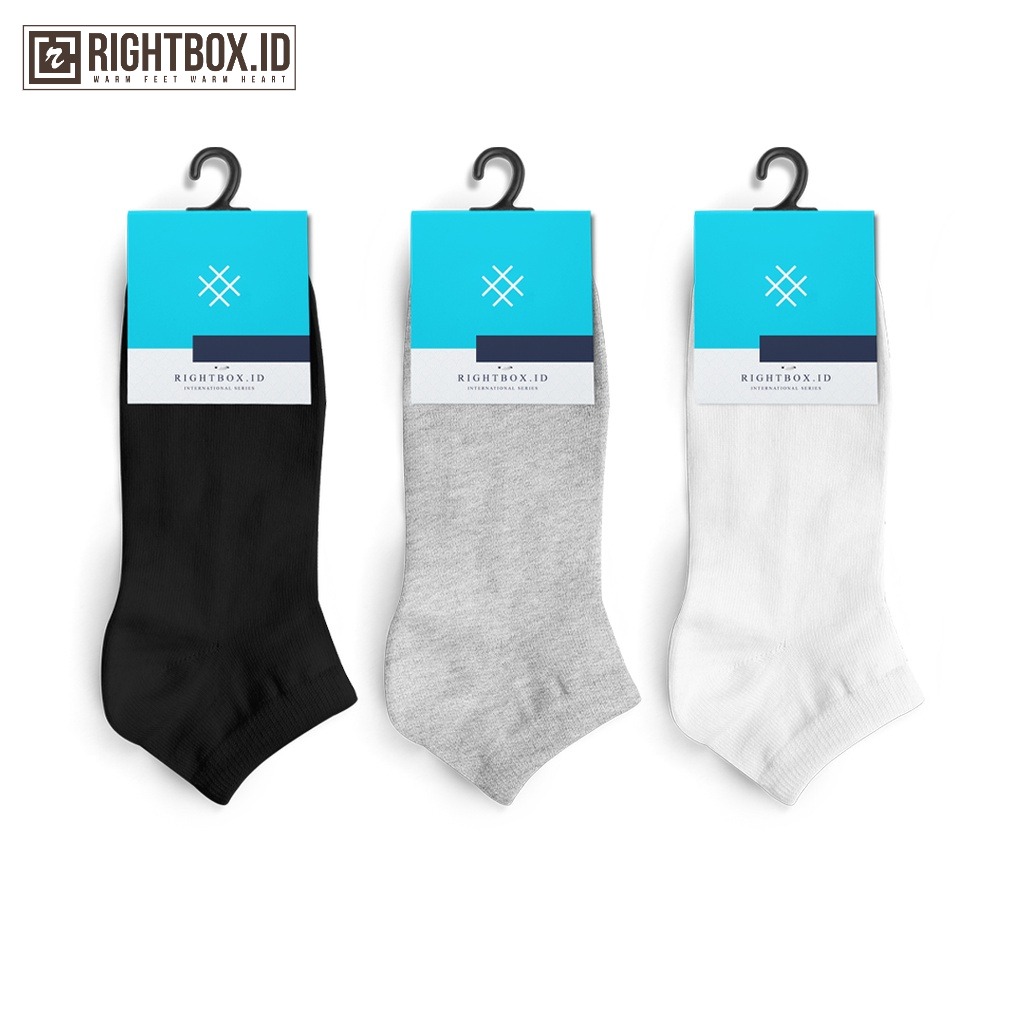 RIGHTBOX ID - Kaos Kaki Pendek Polos Semata Kaki Ankle Socks Premium Pria Wanita Dewasa Fit 37 -43