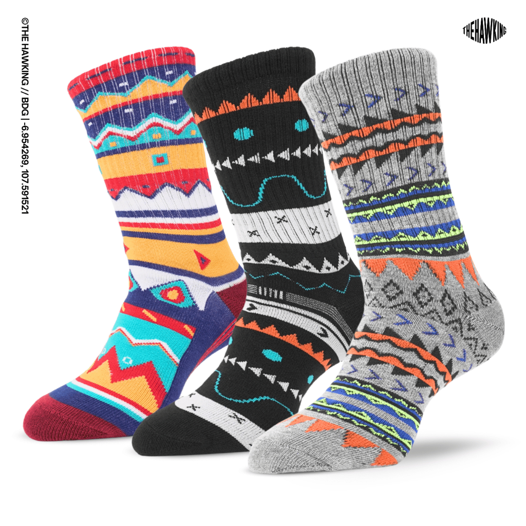 THE HAWKING - Kaos Kaki Oldschool Unisex Mid Calf Motif Tribal Signature Series