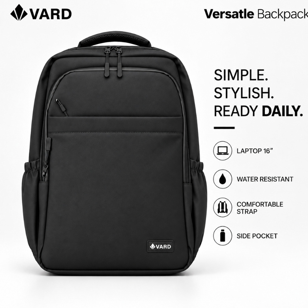 VARD Tas Ransel Pria Wanita Backpack Laptop 16 Inch Water Resistant Tas Kuliah Kerja Travel Casual Premium