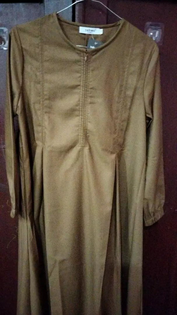Yahwo hijab fashion - Gamis wanita seragam PNS Pemda pdh warna kheki - busui -bahan toyobo - Foto ulasan pembeli
